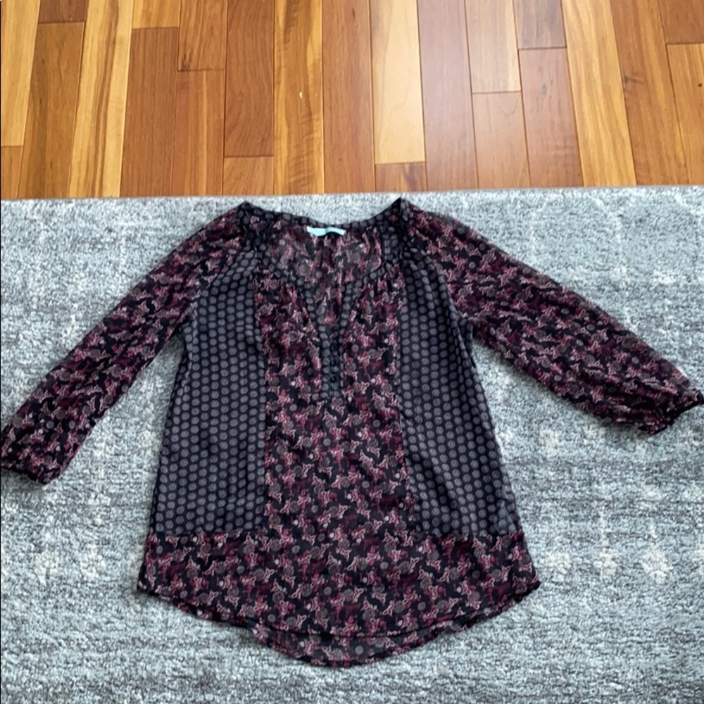 Maurices Sheer Black Three Button Top